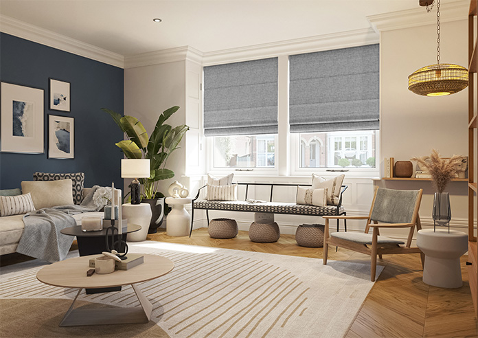 Melrose (Blackout), Wool Grey - Motorised Roman Blind - Image 6